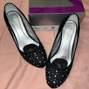 Lane Bryant Black Suede Heels Wide